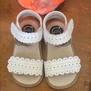 Livie & Luca White Scalloped Sandals for Kids